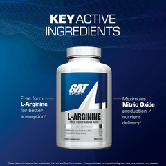 GAT L-Arginine Free Form Amino Acid - 180 Tablets