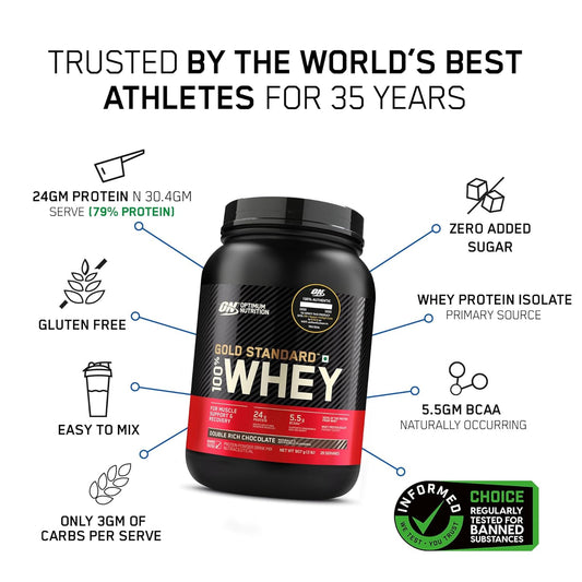 Optimum Nutrition (ON) Gold Standard 100% Whey Protein - 2 Lbs