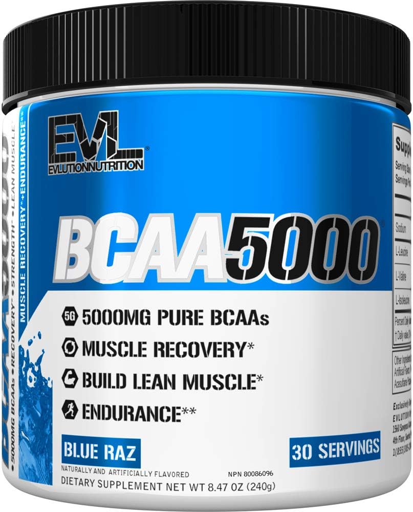Evlution Nutrition (EVL) BCAA 5000 Powder with 5 Grams of Premium BCAAs - 30 Servings ( *Near Expiry* July 2024)