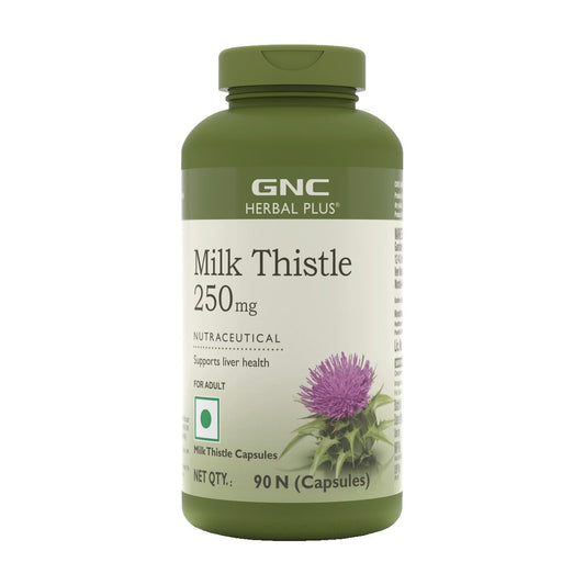 GNC Herbal Plus Milk Thistle -90 Capsules , Protects Liver Health