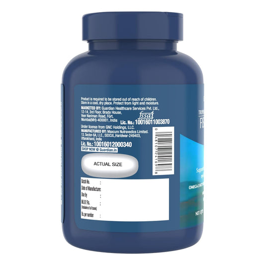 GNC Triple Strength Fish Oil - 1500 mg Fish Oil with 900 mg of highly absorbable EPA/DHA Omega-3 - 60 Softgels