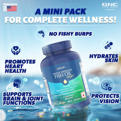 GNC Triple Strength Fish Oil - 1500 mg Fish Oil with 900 mg of highly absorbable EPA/DHA Omega-3 - 60 Softgels