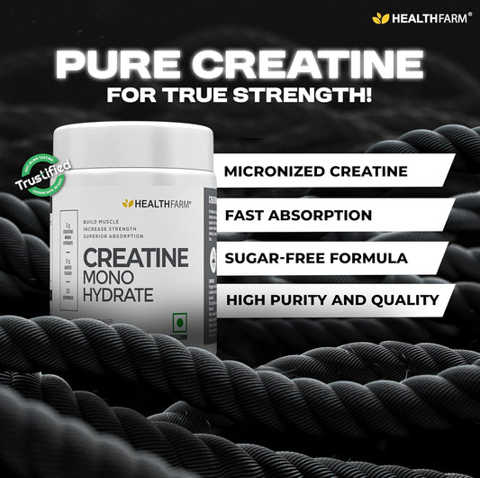 Healthfarm Creatine Monohydrate Powder - 100 gm Unflavoured