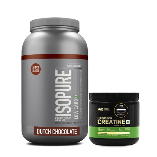 Isopure Whey Protein Isolate Powder - 2kg + Optimum Nutrition Micronised Creatine Powder - 250 gm