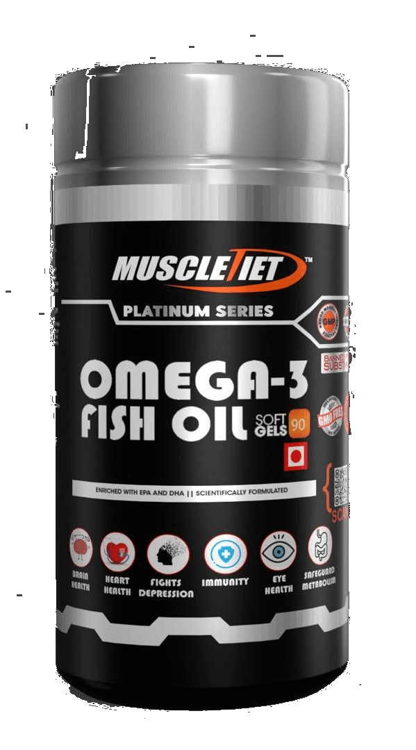 Muscle Diet Platinum Triple Strength Omega -3 Fish Oil - 90 Softgel (with Higher Strength EPA & DHA )