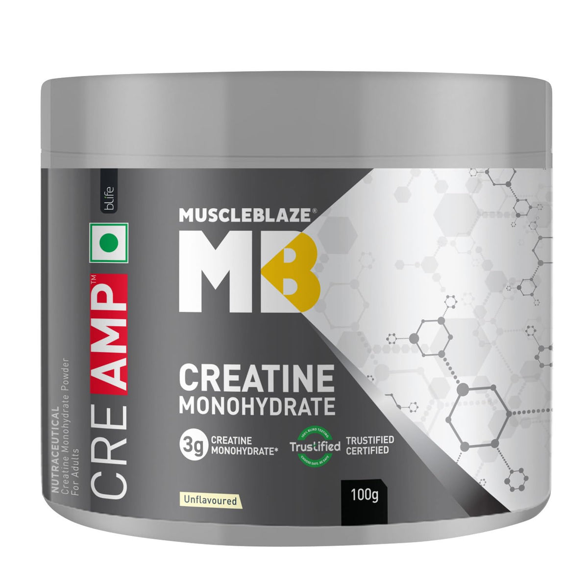 MuscleBlaze Creatine Monohydrate CreAMP, 100 Gm - 32 Servings