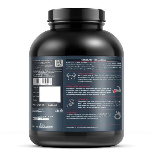 MuscleBlaze XXL MASS Gainer - 3kg (6.6 Lbs)
