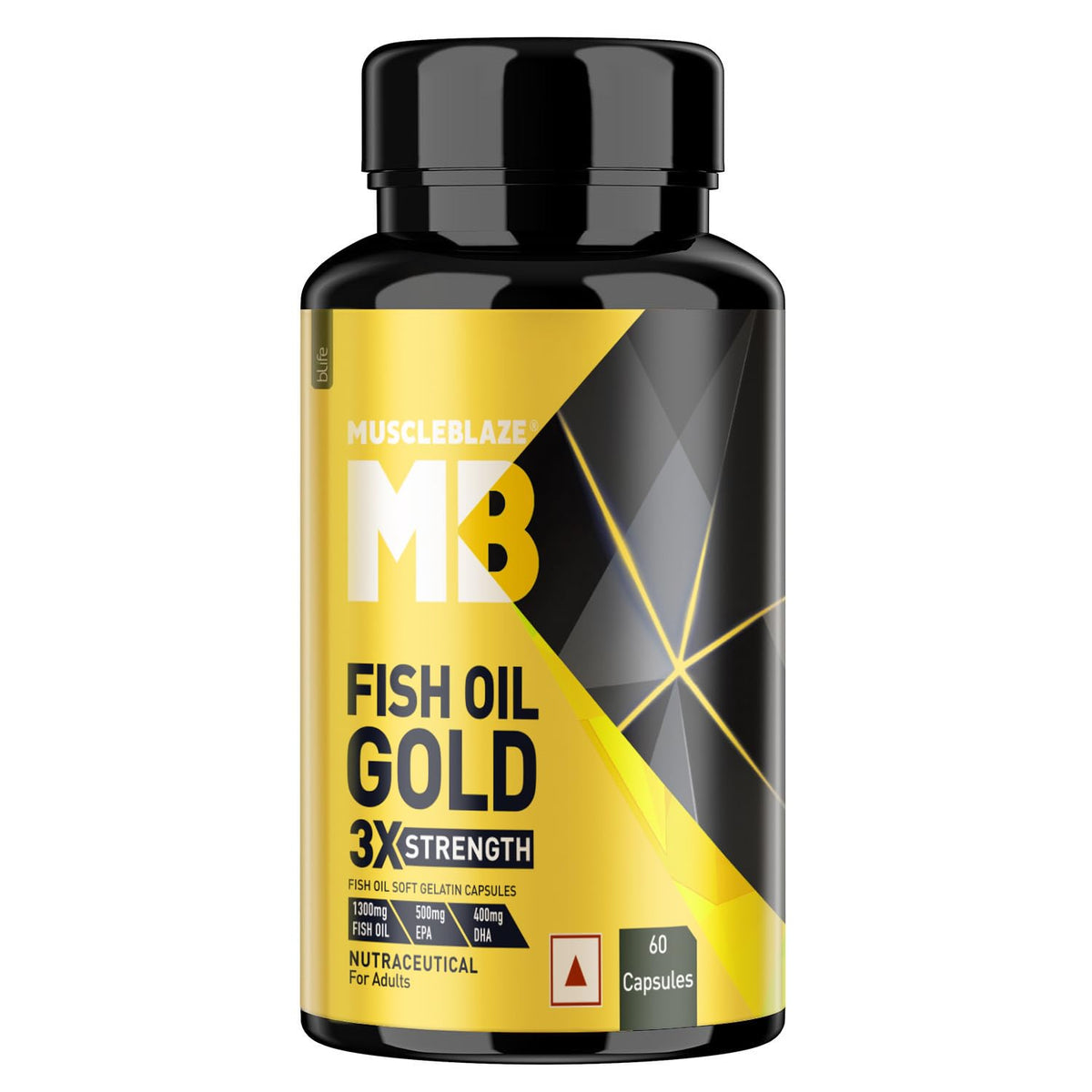 MuscleBlaze Fish Oil Gold - 60 Capsules (with Higher Strength EPA & DHA )