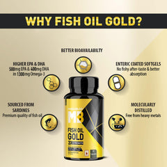 MuscleBlaze Fish Oil Gold - 60 Capsules (with Higher Strength EPA & DHA )