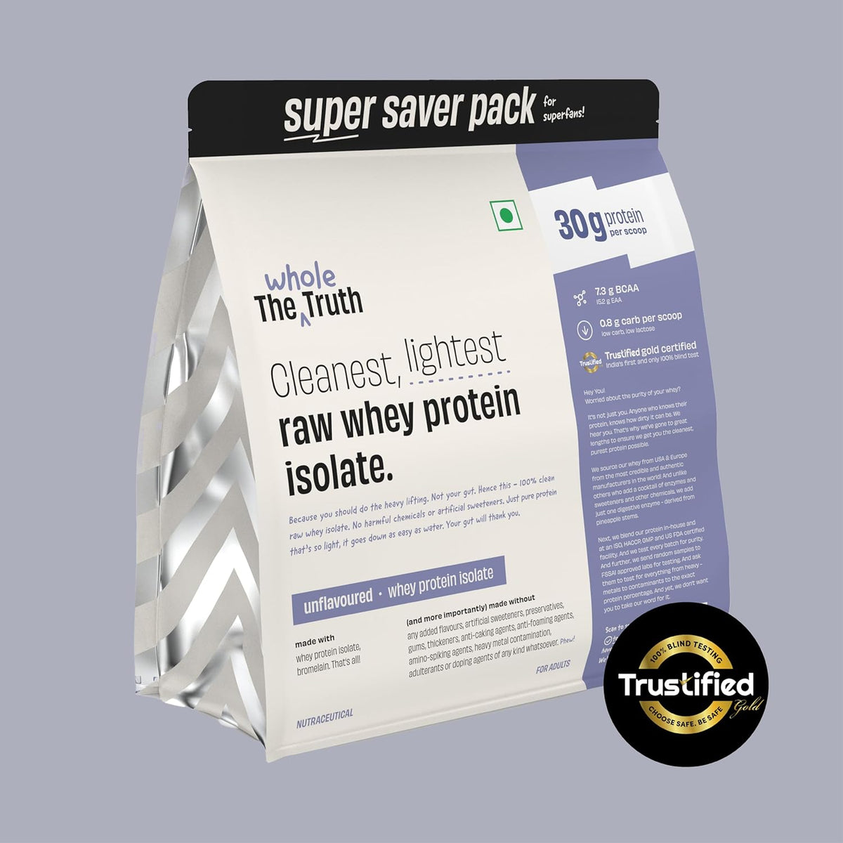 The Whole Truth 30g Whey Protein Isolate Super Saver Pack - 2 kg (4.4 Lbs)