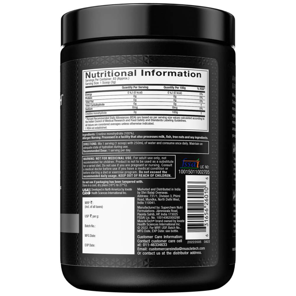 Muscletech Platinum 100% Creatine Monohydrate ,250 Gms - 83 Servings