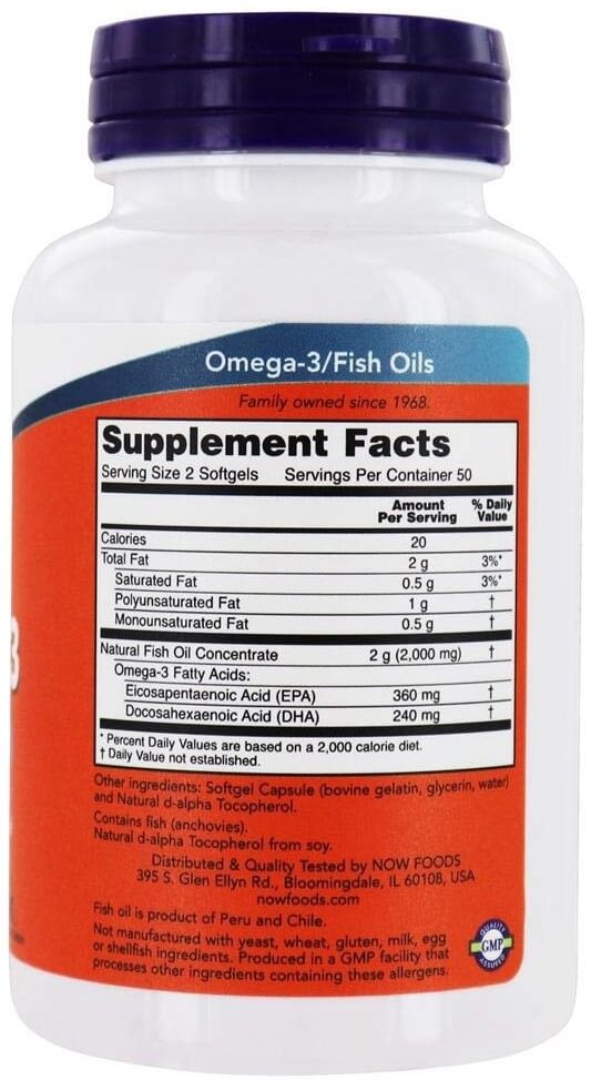 NOW Foods - Omega-3 Fish Oil- 100 Softgels