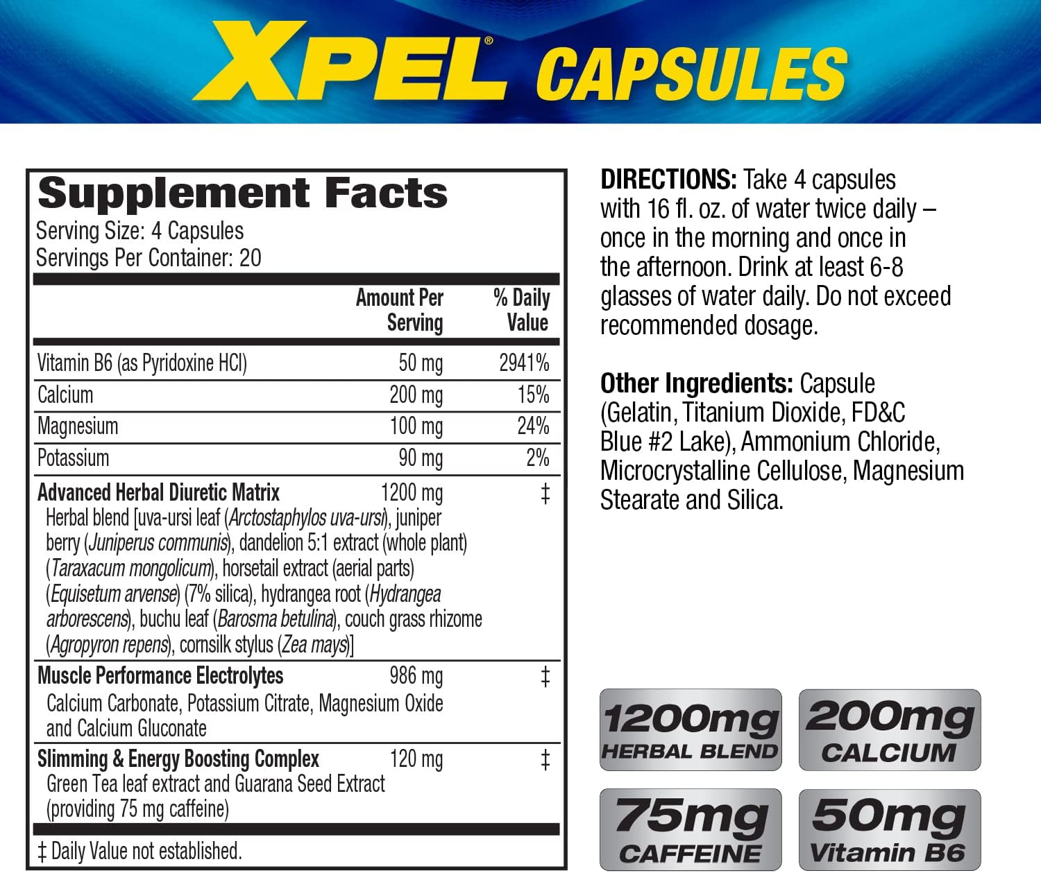 MHP XPEL, Maximum Strength Herbal Diuretic - 80 Capsules