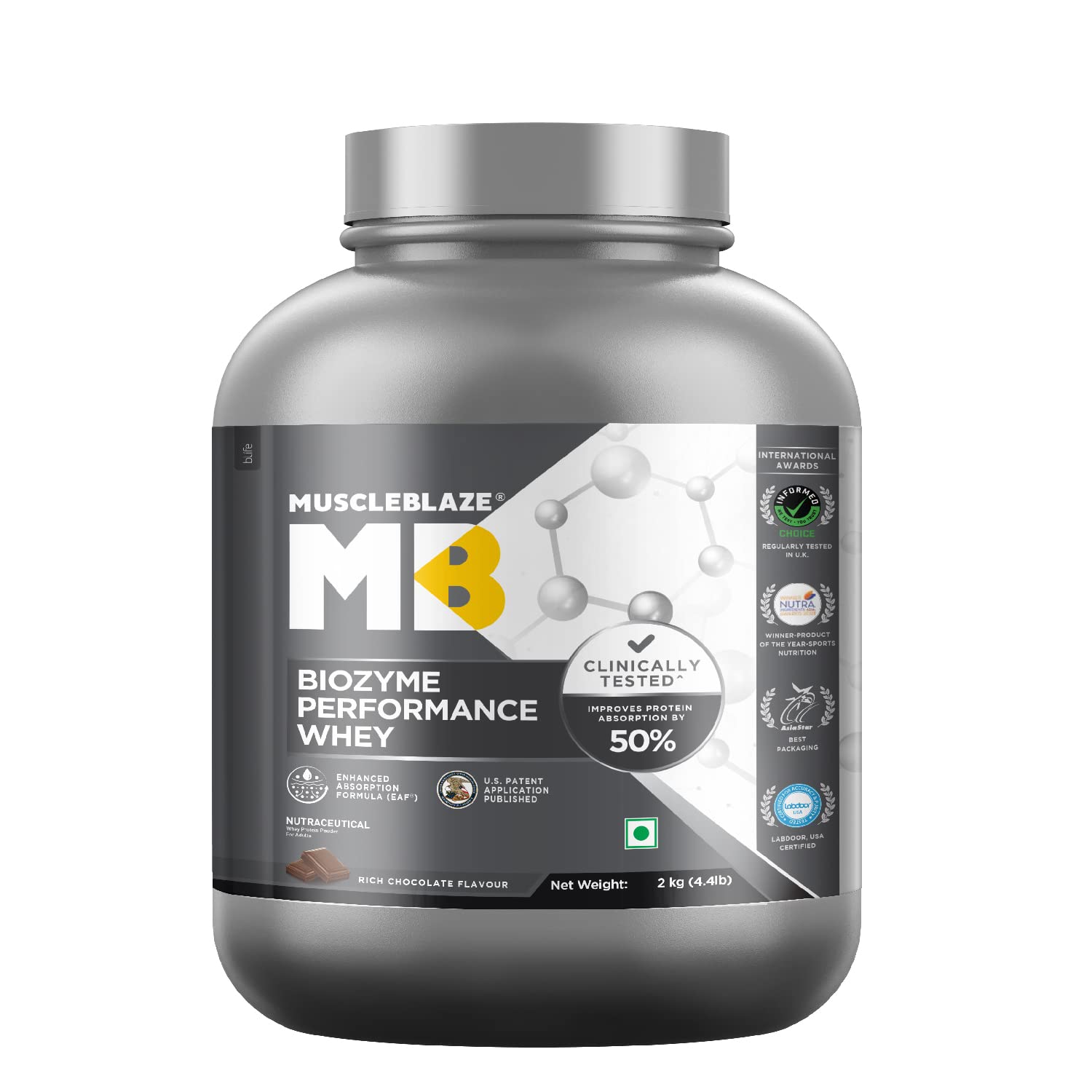 MuscleBlaze Biozyme Performance Whey - 4.4 Lbs (2Kg) 