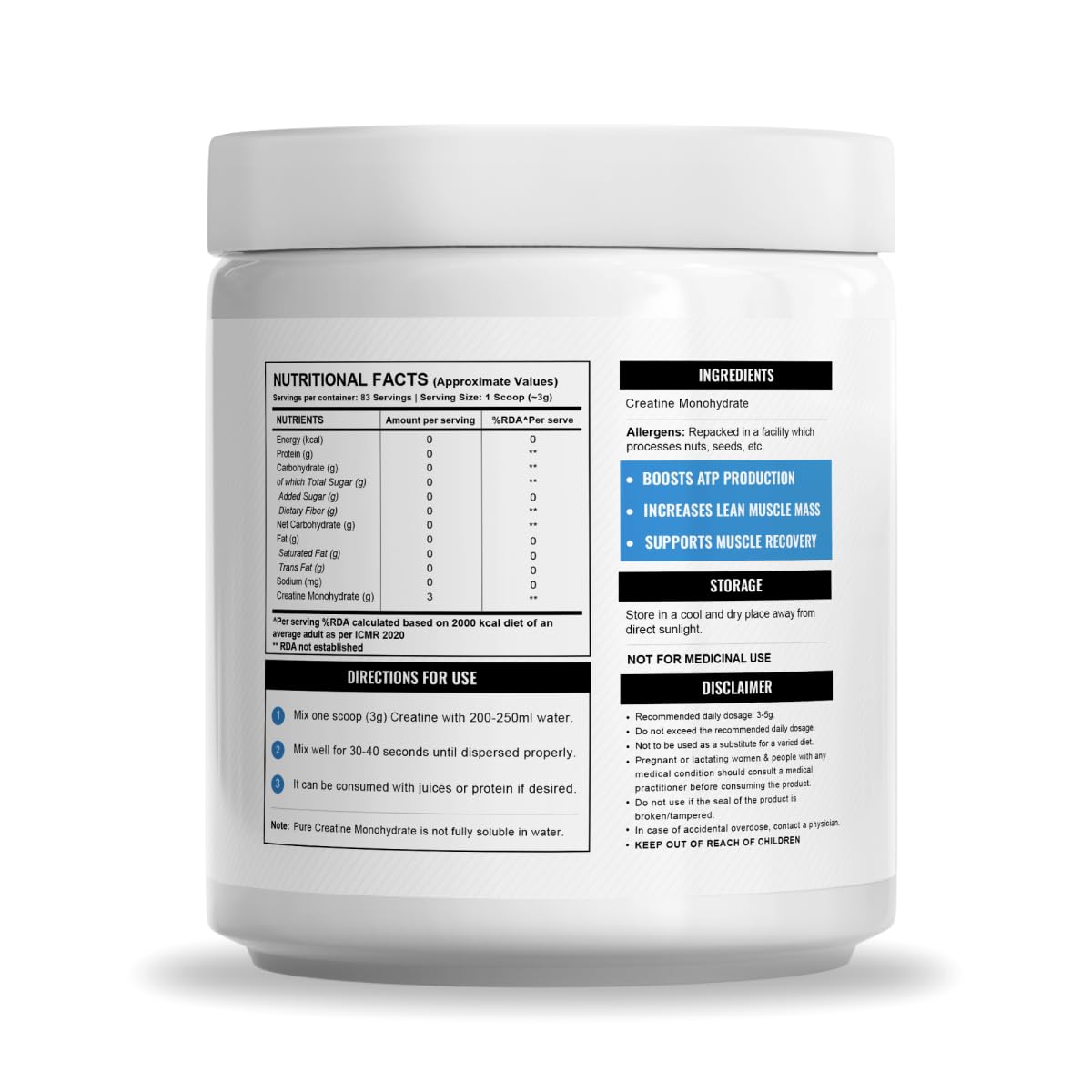 Wellcore (Wellversed) - Micronised Creatine Monohydrate - 250 Gm	