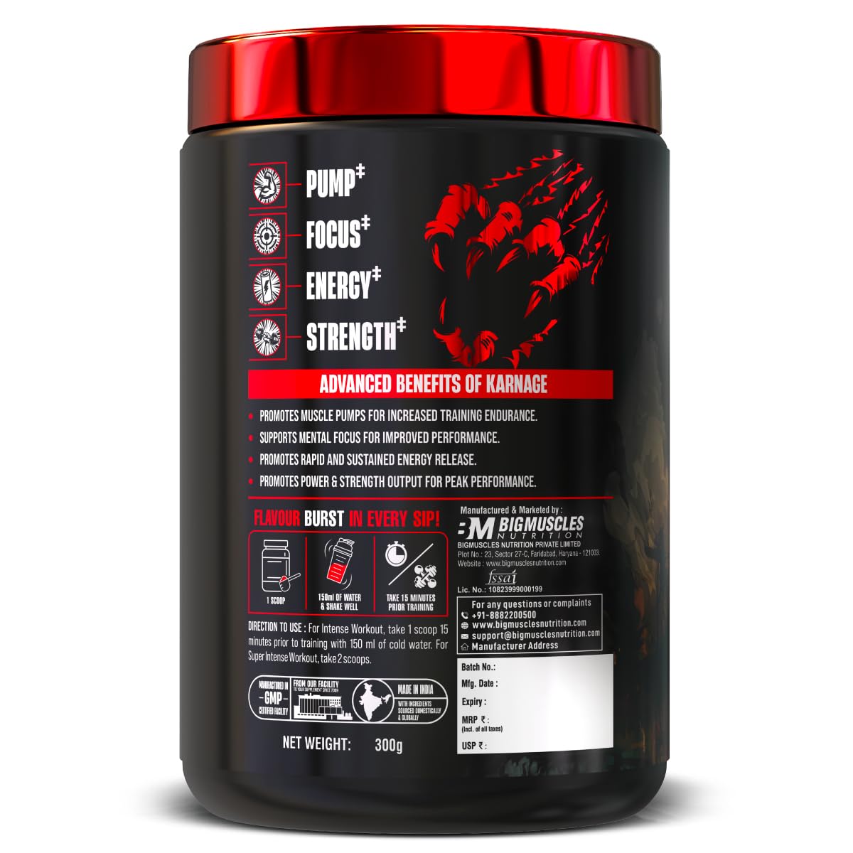 Bigmuscles Nutrition Karnage Pre workout - 60 Servings