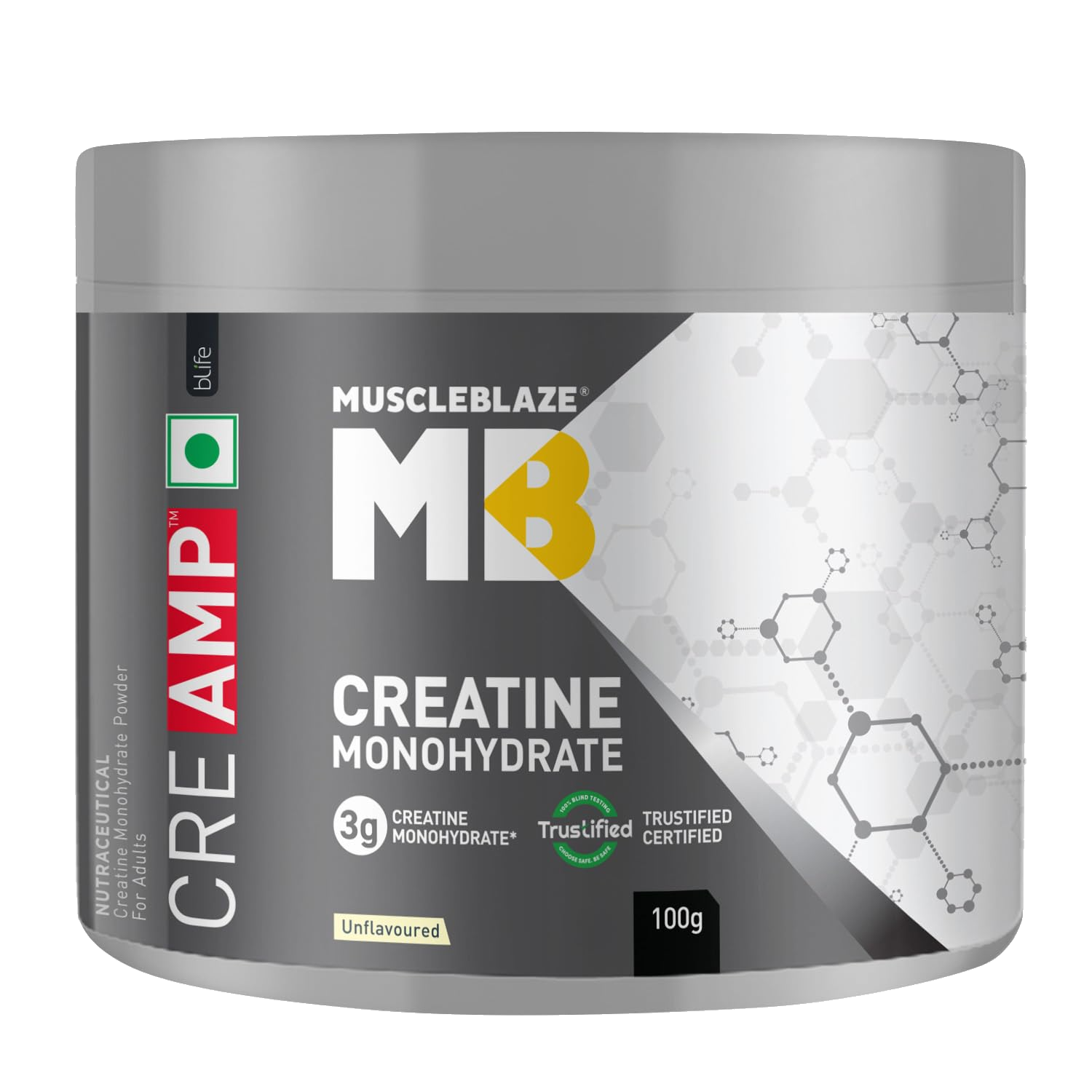 MuscleBlaze Creatine Monohydrate CreAMP, 100 Gm - 32 Servings	