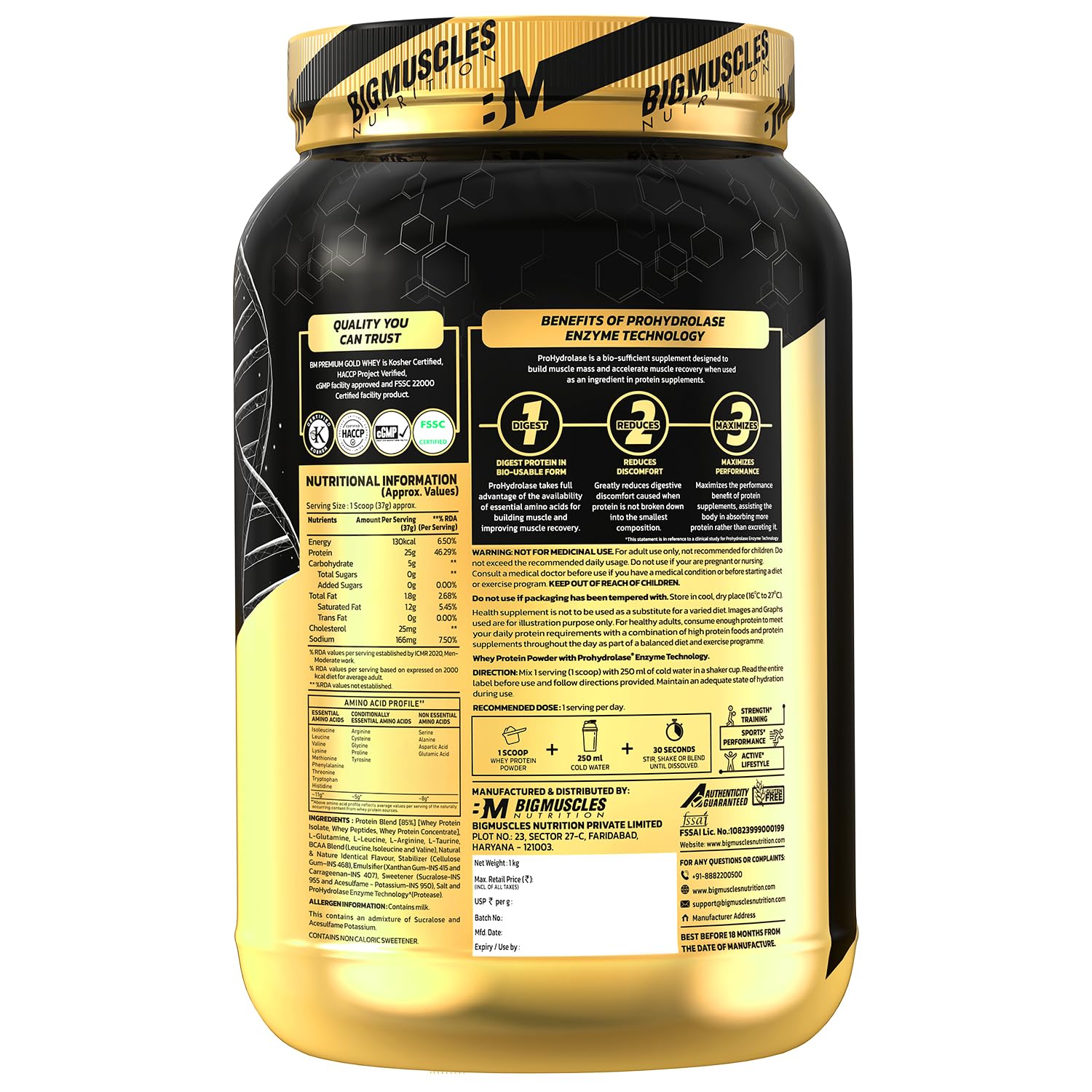 Big Muscles Nutrition Premium Gold Whey - 2.2 Lbs